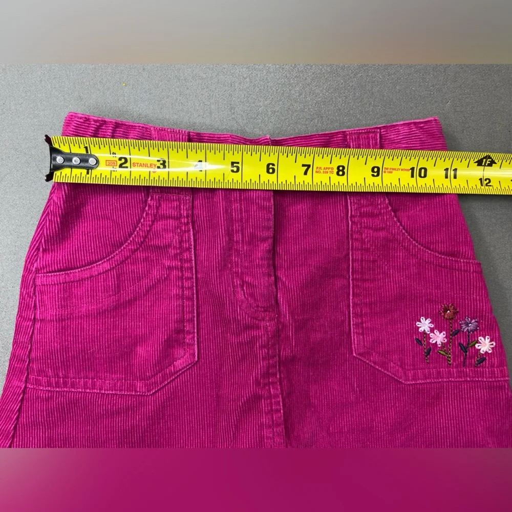 Gymboree Skort Adjustable waist Hot Pink Corduroy Floral Embroidery Size 5